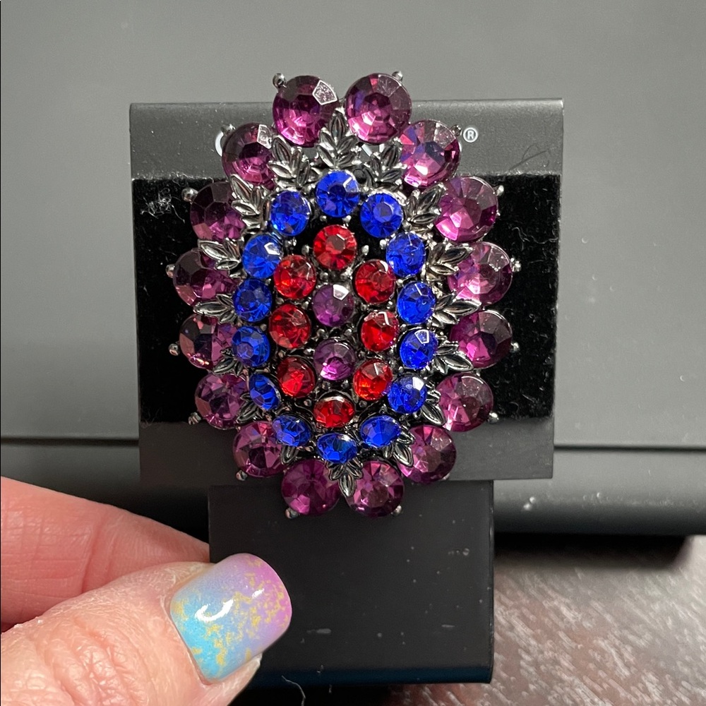 Catherines Purple and Red Crystal Brooch